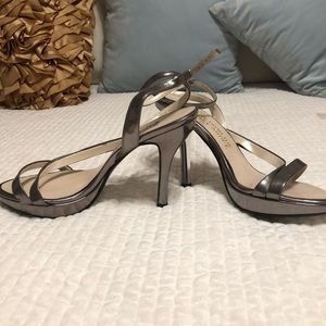 E Live From RED CARPET Titanium Strappy heels 8